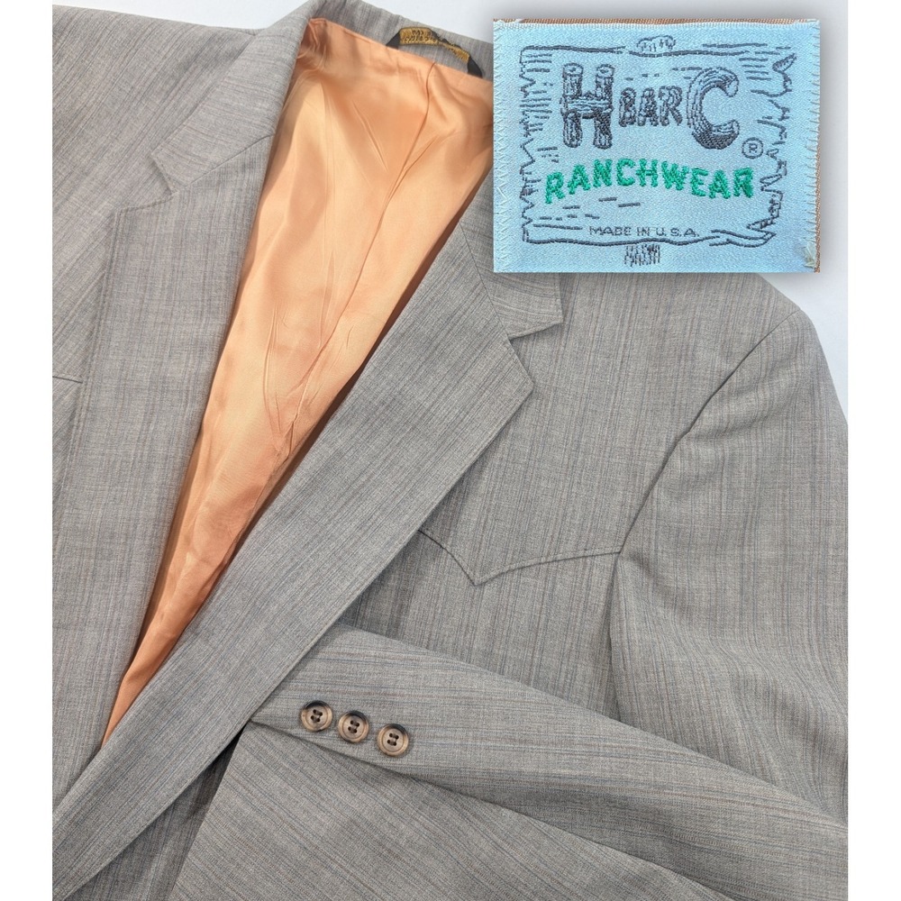 Vintage H Bar C Western Cut  Jacket Blazer Suit Coat Polyester 48L Long 50"